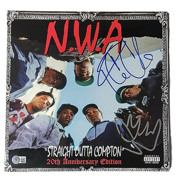 Ice Cube Yella Signed NWA Straight Outta Compton 20th Vinyl Record Album Beckett - Picture 5 of 13